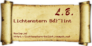 Lichtenstern Bálint névjegykártya